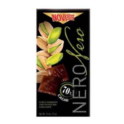 Купити Черный шоколад із фісташками "Nero nero Pistacchio" 75г, Италия, "Novi"
