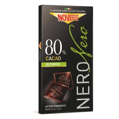 Чорний гірький шоколад "Nero nero 80%" 75г, Италия, "Novi"